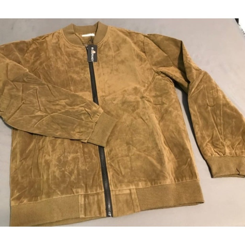Men's Casual Varsity Jacket Vintage Lightweight Suede Bomber Jackets
